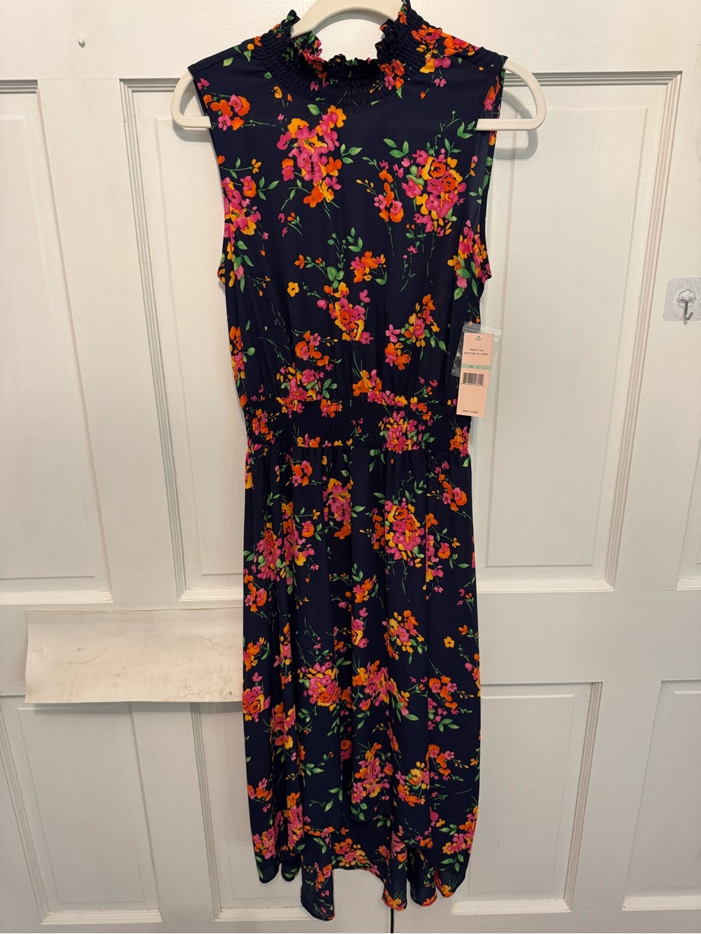 Nannette Navy Floral Dress with Pink & Orange Blooms